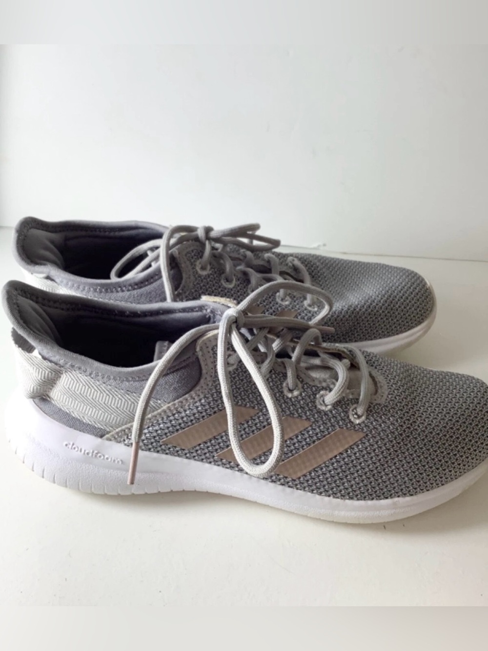 Adidas Womens Cloudfoam QT Flex DA9835 Gray Running Shoes Sneaker Size 7.5
